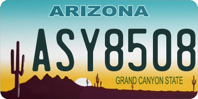 AZ license plate ASY8508