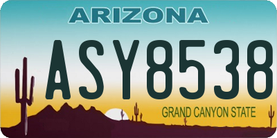 AZ license plate ASY8538