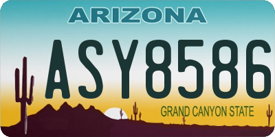AZ license plate ASY8586