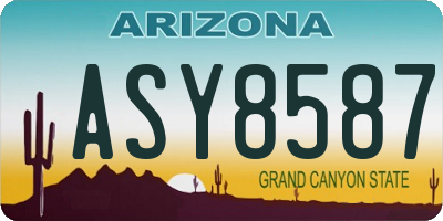 AZ license plate ASY8587