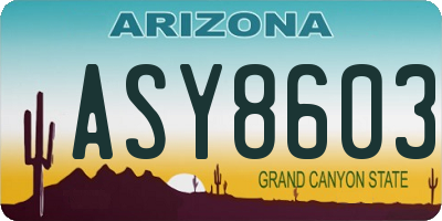 AZ license plate ASY8603