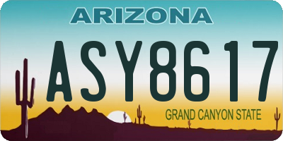 AZ license plate ASY8617