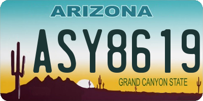 AZ license plate ASY8619