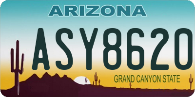 AZ license plate ASY8620