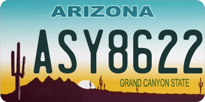 AZ license plate ASY8622