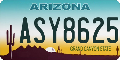 AZ license plate ASY8625