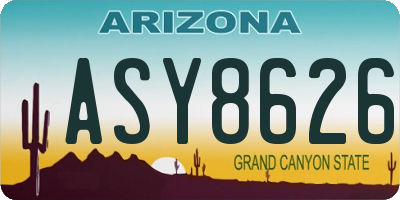 AZ license plate ASY8626
