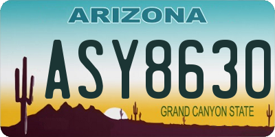 AZ license plate ASY8630