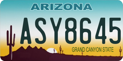 AZ license plate ASY8645