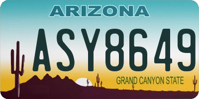AZ license plate ASY8649