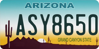 AZ license plate ASY8650