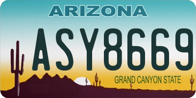 AZ license plate ASY8669