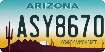 AZ license plate ASY8670