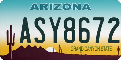AZ license plate ASY8672