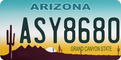AZ license plate ASY8680