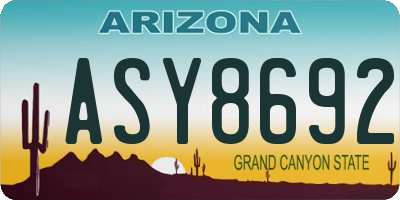 AZ license plate ASY8692