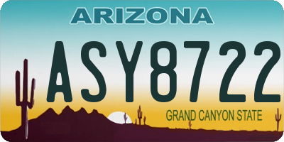 AZ license plate ASY8722