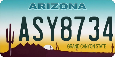 AZ license plate ASY8734
