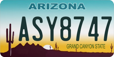 AZ license plate ASY8747