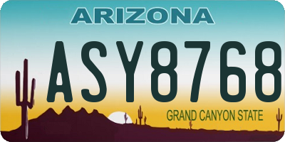 AZ license plate ASY8768
