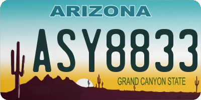 AZ license plate ASY8833