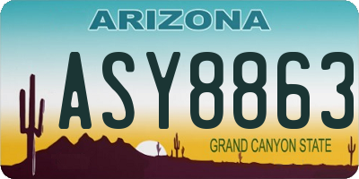 AZ license plate ASY8863