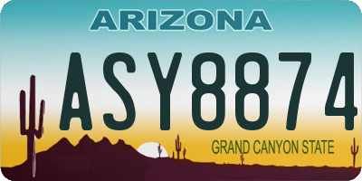 AZ license plate ASY8874