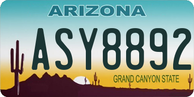 AZ license plate ASY8892