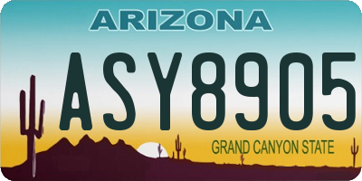 AZ license plate ASY8905