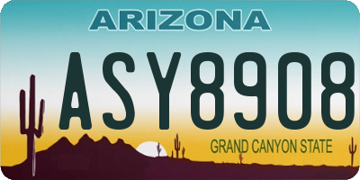 AZ license plate ASY8908
