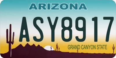 AZ license plate ASY8917