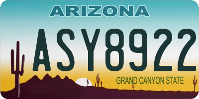 AZ license plate ASY8922