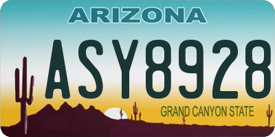 AZ license plate ASY8928