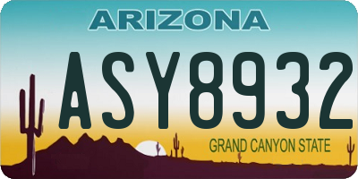 AZ license plate ASY8932