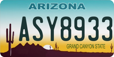 AZ license plate ASY8933