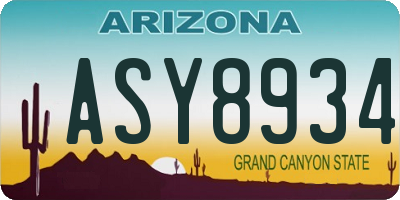 AZ license plate ASY8934