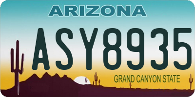 AZ license plate ASY8935