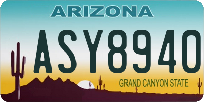 AZ license plate ASY8940
