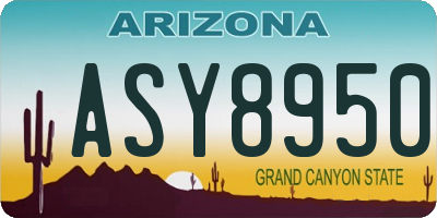 AZ license plate ASY8950