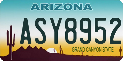 AZ license plate ASY8952