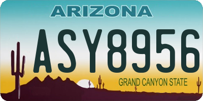 AZ license plate ASY8956