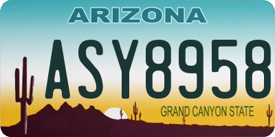 AZ license plate ASY8958