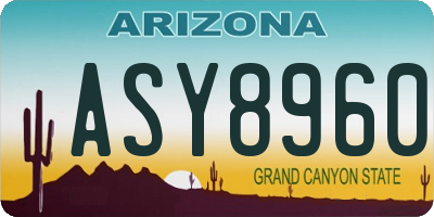 AZ license plate ASY8960