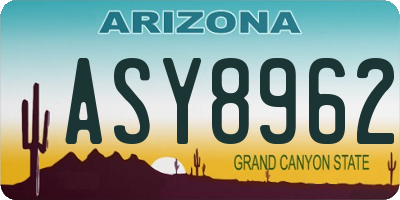 AZ license plate ASY8962