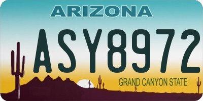 AZ license plate ASY8972