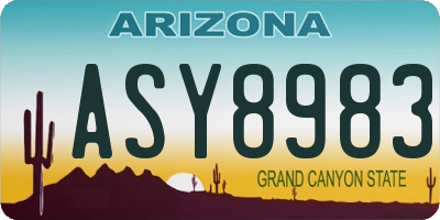 AZ license plate ASY8983