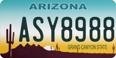 AZ license plate ASY8988