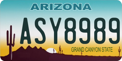 AZ license plate ASY8989