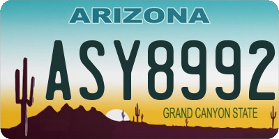 AZ license plate ASY8992