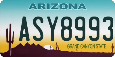 AZ license plate ASY8993